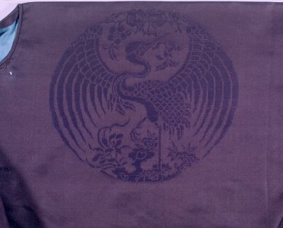 图片[3]-Stone Blue Tuan Crane Dark Flower Silk Regular Coat-China Archive